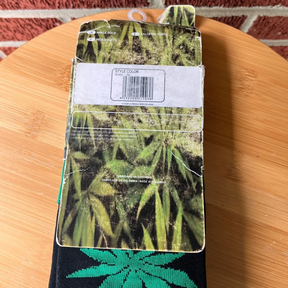 HUF Plantlife 420 Weed Leaf Socks 3-Pack Mens O/S Black Green SK0470 NEW RARE